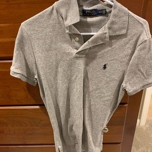 Grey polo shirt sleeve